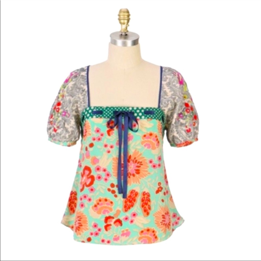 Fei Flores Embroidered Silk Top